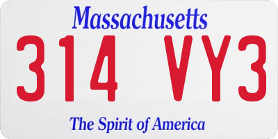 MA license plate 314VY3