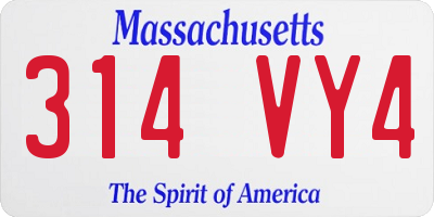 MA license plate 314VY4