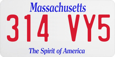 MA license plate 314VY5
