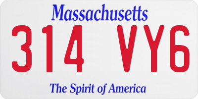 MA license plate 314VY6