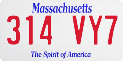 MA license plate 314VY7