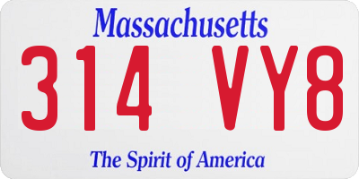 MA license plate 314VY8