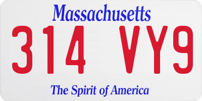MA license plate 314VY9