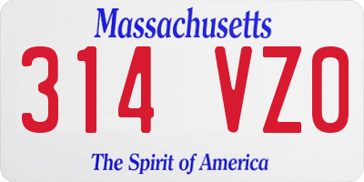 MA license plate 314VZ0