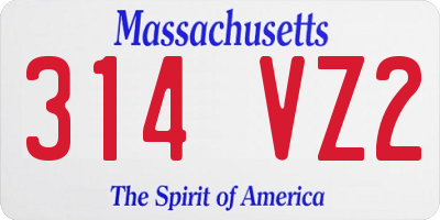 MA license plate 314VZ2