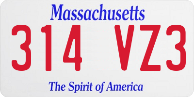 MA license plate 314VZ3