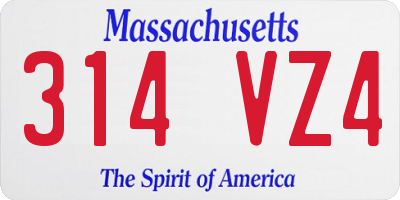MA license plate 314VZ4