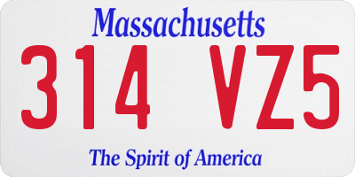 MA license plate 314VZ5