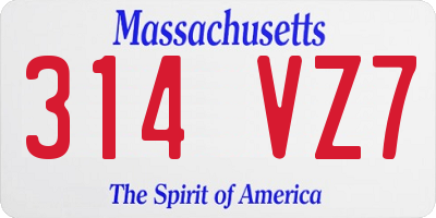 MA license plate 314VZ7