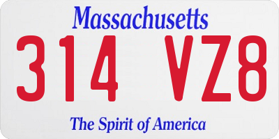 MA license plate 314VZ8