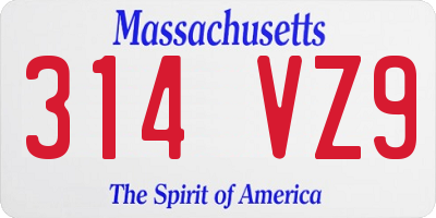 MA license plate 314VZ9