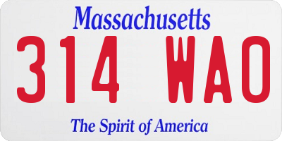 MA license plate 314WA0