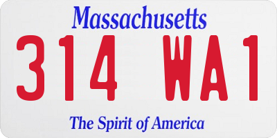 MA license plate 314WA1