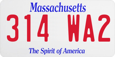 MA license plate 314WA2