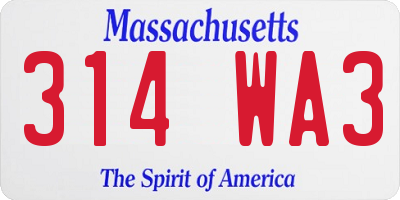 MA license plate 314WA3