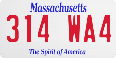 MA license plate 314WA4