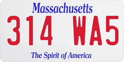 MA license plate 314WA5
