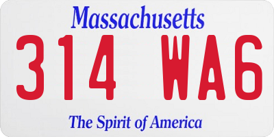MA license plate 314WA6