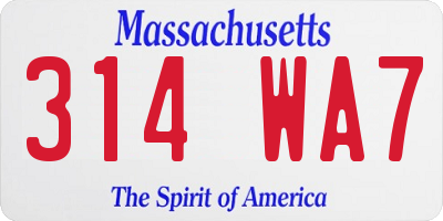 MA license plate 314WA7