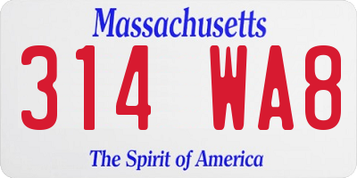 MA license plate 314WA8