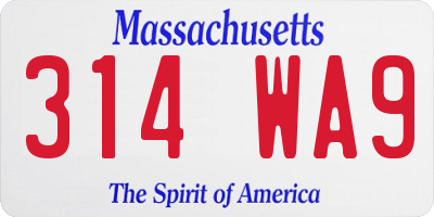 MA license plate 314WA9