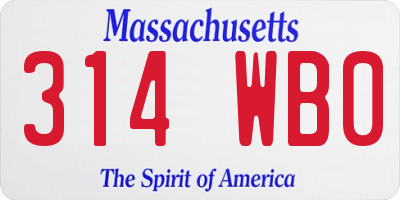 MA license plate 314WB0