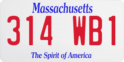 MA license plate 314WB1
