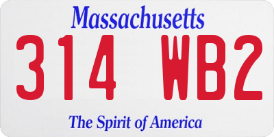 MA license plate 314WB2