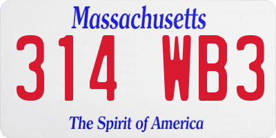 MA license plate 314WB3