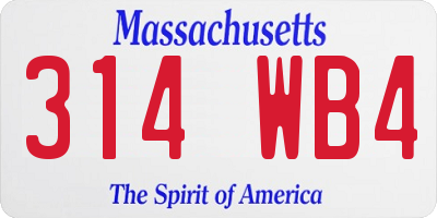 MA license plate 314WB4