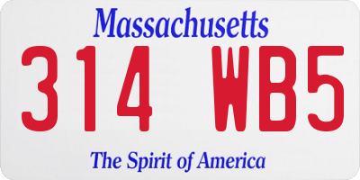 MA license plate 314WB5