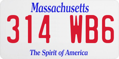 MA license plate 314WB6