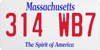 MA license plate 314WB7