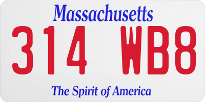 MA license plate 314WB8