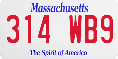 MA license plate 314WB9