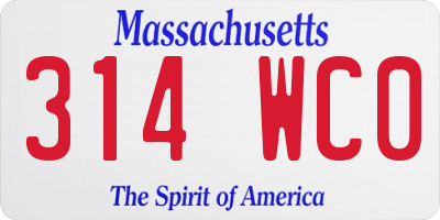 MA license plate 314WC0