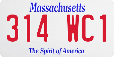 MA license plate 314WC1