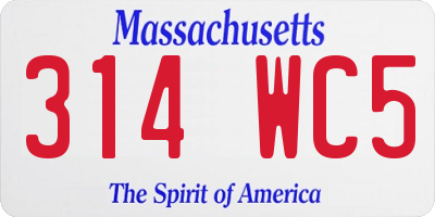 MA license plate 314WC5