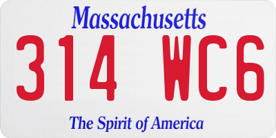 MA license plate 314WC6