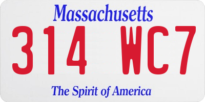 MA license plate 314WC7