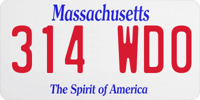MA license plate 314WD0