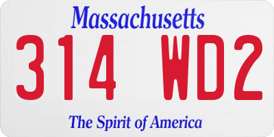 MA license plate 314WD2