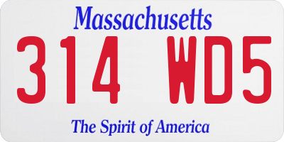 MA license plate 314WD5