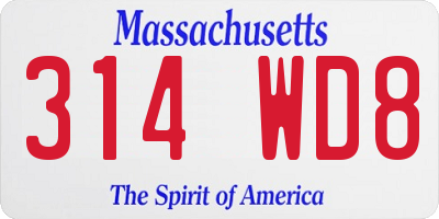 MA license plate 314WD8