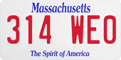 MA license plate 314WE0
