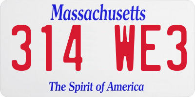 MA license plate 314WE3