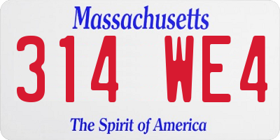 MA license plate 314WE4