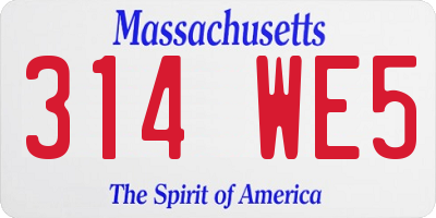 MA license plate 314WE5