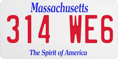 MA license plate 314WE6