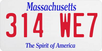 MA license plate 314WE7